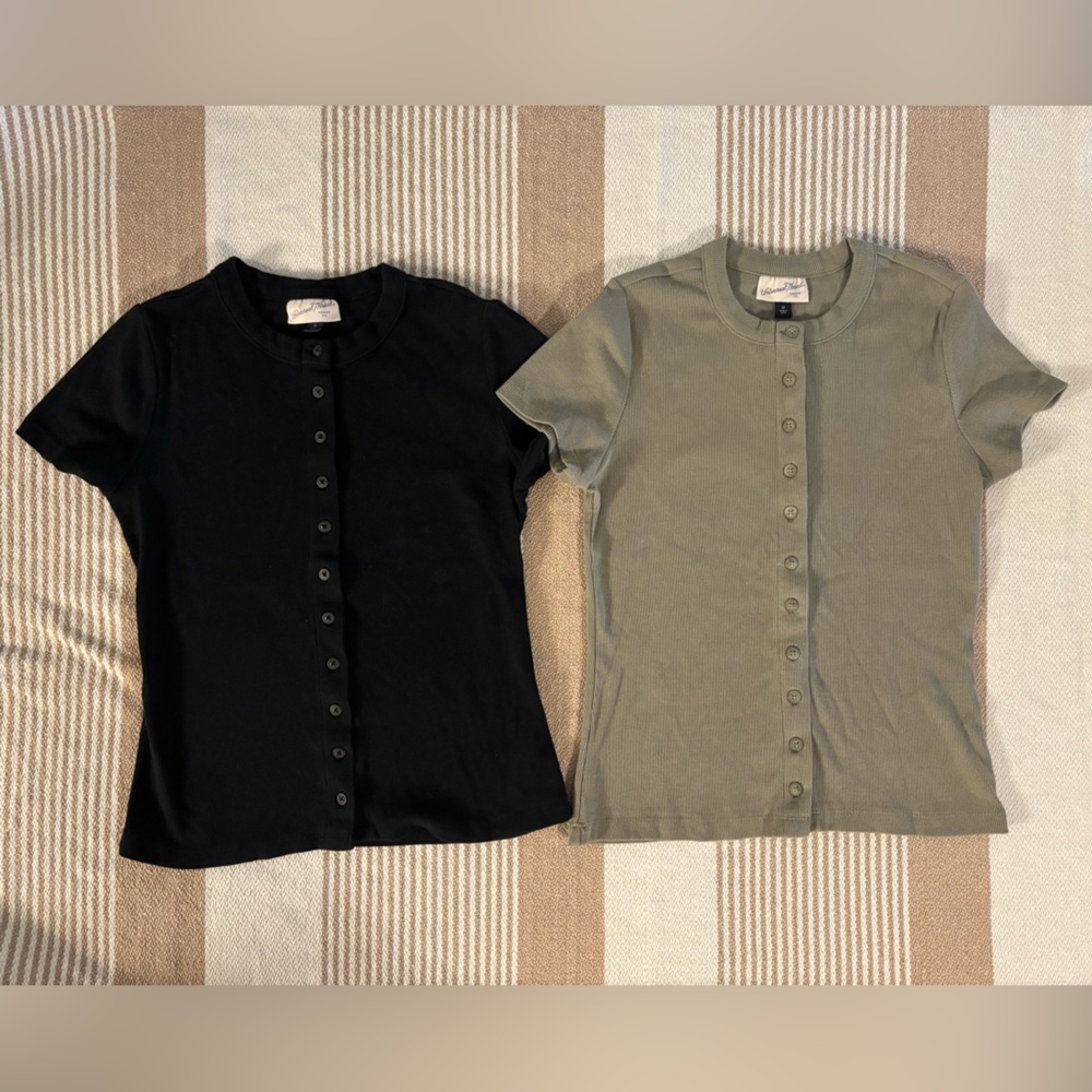 Universal Thread Kids Button-Front Tee — Black an… - image 1